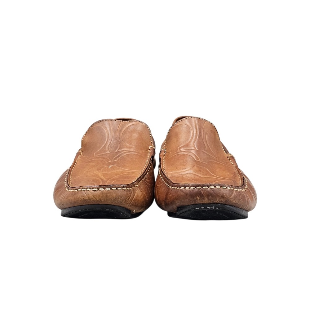 Coach Men's Size 10.5 D US Evan Brown Logo Embossed Driving Loafers Shoes READ - Picture 2 of 8